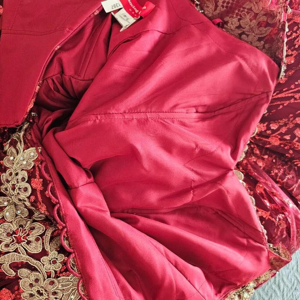 DREAM QUEEN USA Beautiful Red Voluminous Sequin Dress - Picture 11 of 13